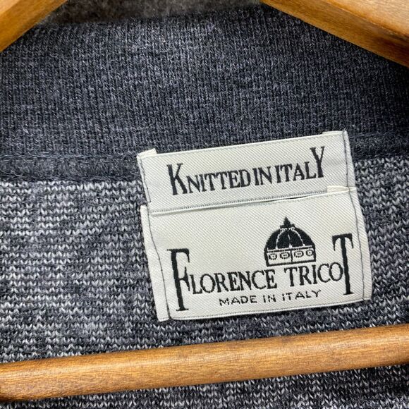 Florence Tricot Sweater Pullover Men XL Gray Geometric Knit Wool Collared Button - Picture 5 of 9